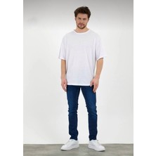Erkek Oversize Pamuklu Bisiklet Yaka Kısa Kollu T-Shirt