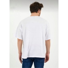 Erkek Oversize Pamuklu Bisiklet Yaka Kısa Kollu T-Shirt