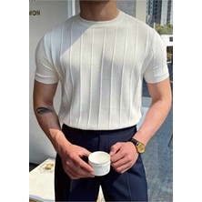 Erkek Bisiklet Yaka Örme Triko T-Shirt