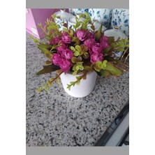 Adresiburası-Beton Saksıda Banko Çiçeği Demeti Koyu Pembe