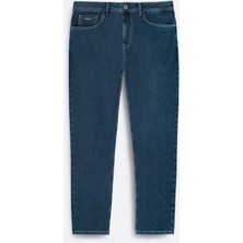 AVVA Erkek İndigo Klasik Bel Pamuklu Eskitme Yıkmalı Oslo Carrot Fit Jean Pantolon A51Y3552