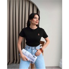 Teedy Bear Nakışlı Crop T-Shirt
