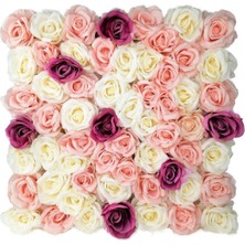 Yapay Çiçek Dekoratif Gül Panel Duvar Kaplama Gül Duvarı Aksesuar 55 x 55