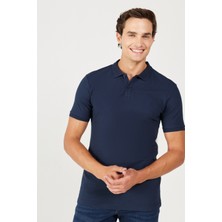 %100 Pamuk Regular Fit Normal Kesim Lacivert Polo Yaka Tişört