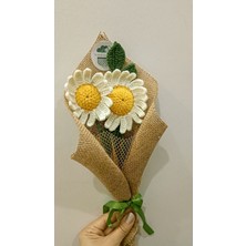 El Örgüsü Papatya Dal Buket, Solmayan Çiçek Hediye, Zarif, Sonsuz