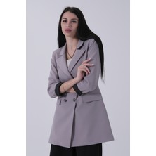 Gri Astarlı Düğme Kapamalı Blazer Ceket 0105123.06