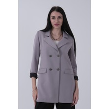 Gri Astarlı Düğme Kapamalı Blazer Ceket 0105123.06