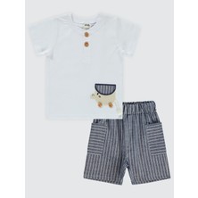 Civil Baby Erkek Bebek Şortlu Takım 6-18 Ay Ekru-Lacivert
