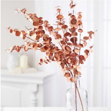 Yapay Çiçek Bakır Bronz Renk Okaliptus 3dallı Uzun Dal 76 cm  Eucalyptus