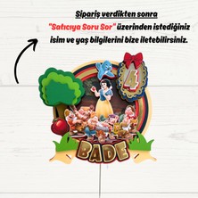 Cake Topper Pamuk Prenses Ve 7 Cüceler Temalı Kişiye Özel Kız Çocuk Doğum Günü 3d Pasta Süsü Cake Topper (22X20CM)