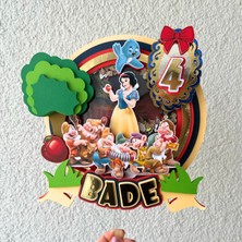 Cake Topper Pamuk Prenses Ve 7 Cüceler Temalı Kişiye Özel Kız Çocuk Doğum Günü 3d Pasta Süsü Cake Topper (22X20CM)