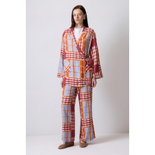 Touche Prive Desenli Kimono Pantolon Takım