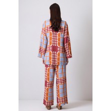Touche Prive Desenli Kimono Pantolon Takım