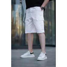 Beyaz Kargo Cepli Erkek Şort E6571