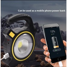 Hightek COB LED Güneş Enerjili Şarj Edilebilir Powerbank Özellikli Fener Kamp Işıldak