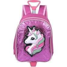 Unikorn Desen Pembe Tekerlekli Anaokulu Ve Kreş Sırt Çantası