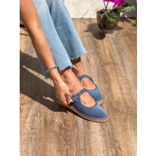 Siba Shoes Flat  Süet Deri Mavi Kadın Espadril