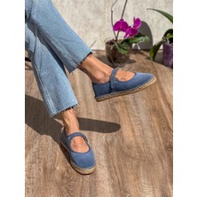 Siba Shoes Flat  Süet Deri Mavi Kadın Espadril