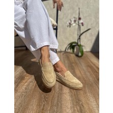Ruby  Süet Deri Bej Kadın Espadril
