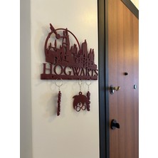Atlas Lab Harry Potter Hogwarts Anahtarlık Askısı + 3 Anahtarlık 3D Baskı - Bordo
