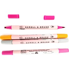 Zig Scroll & Brush Çift Çizgi ve Fırça Uçlu Kaligrafi Kalemi, Davetiye Kalemi-4 Adet