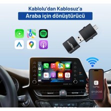 Embatech Araç Içi 2in1 Android ve Apple Cihazlar Için Kablosuz Android Auto ve Carplay Adaptörü (EMT-006)