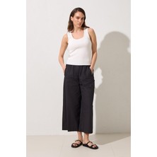 Setre Ekru Kolsuz Crop Triko Bluz