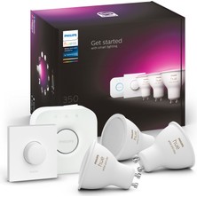 Philips HueWCA 4.3W GU10 Renkli Spot Akıllı Ampul 3'lü Başlangıç Seti (Butonlu)