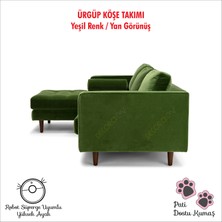 Decoraev Ürgüp Yeşil Modern L Köşe Koltuk Takımı Sol Köşe Uzanmalı Köşe Takımı Yumuşak Sünger Leke Tutmaz Pati Dostu Kumaş 