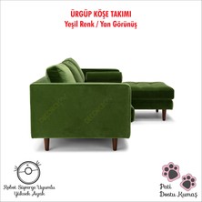 DECORAev Ürgüp Yeşil Modern Rahat Modüler L Köşe Koltuk Takımı Uzanmalı Pofuduk Köşe Takımı- Sağ Köşe 