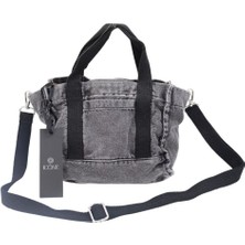 Icone Denim Yıkamalı Tote Antrasit El Ve Omuz Çantası