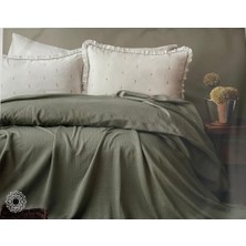 Apricitas Lily Yeşil Yatak Örtüsü Pikeli Set Çift Kişilik