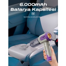 7go Ahv-14 2'si 1 Arada Kablosuz Araç Içi Süpürge Mor | 18000PA Güçlü Vakum + Üfleme | Cam Kırıcı & Kemer Kesici Acil Durum Özellikli
