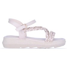 Moda Ayakkabı 852 Syh-Krem Yazlık Düz Sandalet Ayakkabı