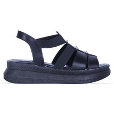 Moda Ayakkabı 838 Siyah Ortapedi Yazlık Düz Sandalet Ayakkabı