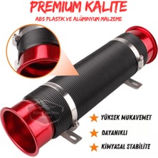 Universal Akordiyon Açık Hava Filtre Borusu Performans ve Ses Arttırıcı Uzayan Esnek Hortum 75 mm Hava Filtre Uzatma Sprali Kırmızı