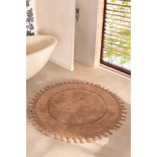 Nora Yuvarlak Banyo Paspası %100 Pamuk 90X90 Bej