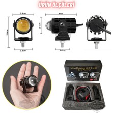 Motosiklet Mini Sis Farı Çift Renk Sarı-Beyaz Aç Kapa Düğmeli Scooter Araç Off Road LED Lamba 8V-80V Projektör Metal Kasa Arazi Çalışma Lambası 2 Adet Set