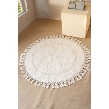Nora Yuvarlak Banyo Paspası %100 Pamuk 90X90 Ekru
