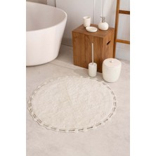 Luna Yuvarlak Banyo Paspası %100 Pamuk 90X90 Ekru