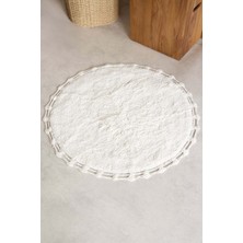Luna Yuvarlak Banyo Paspası %100 Pamuk 90X90 Ekru