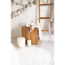 Luna Yuvarlak Banyo Paspası %100 Pamuk 90X90 Ekru