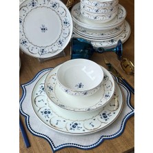 Rossev Yemek Takımı Blue Garden Gold 24 Parça 6 Kişilik