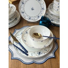 Rossev Yemek Takımı Blue Garden Gold 24 Parça 6 Kişilik