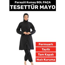 Özel Üretim Yüksek Kalite Konforlu Fermuarlı Taytlı Tam Kapalı Paraşüt Kumaş Bol Paça Tesettür Mayo