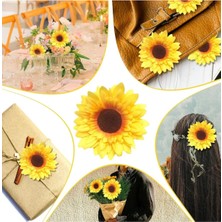 12 Adet Yapay Lüx Ayçiçeği Kafa (7 cm )_ Papatya Kafası Yaprak Yıldız Çiçek Gül Duvar Ay Çiçeği