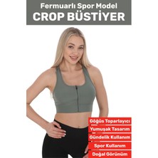 Özel Üretim Göğüs Toparlayıcı Sarkma Önleyen Spor Gündelik Kullanım Fermuarlı Şık Crop Büstiyer