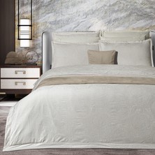 Sarev Borendo Çift Kişilik %100 Pamuk Saten "300 Tc" Nevresim Takımı Krem