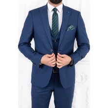 Paco Romano Erkek Slim Fit Sivri Yaka Parlament Yelekli Takım Elbise