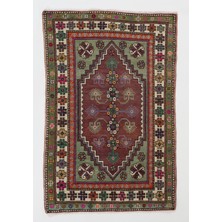 130 x 160  cm  El Yapımı Eski Türk Köy Halısı, Eşsiz El Dokuma Halı